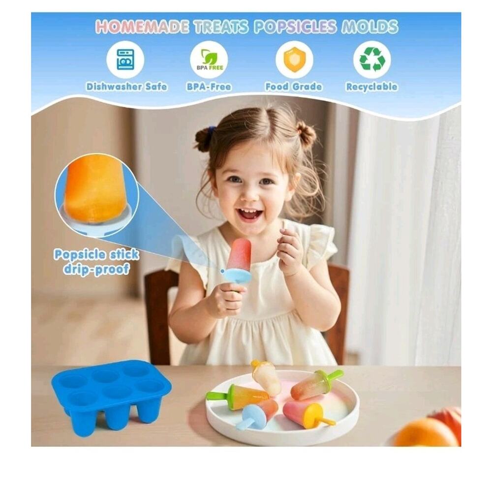 Lamesa Popsicles Molds Silicone, 6 Pieces BPA-Free Ice Pop Mold, Reusable s25 - Picture 3 of 6